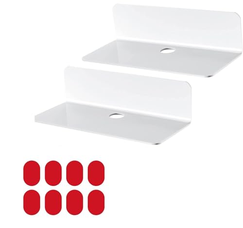 STOUCLA Estante de Pared Blanco de 23 cm, acrílico sin taladros, Ideal para Dormitorio, salón, baño, Cocina y Oficina (Paquete de 2)