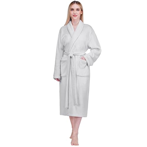 Image of PAVILIA Womens Robe Fleece Plush Soft, Fluffy Fuzzy Cozy Warm Bathrobe, Shower Spa House Long Robe for Women
