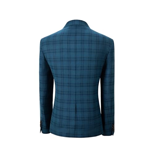Mens Suit Slim Fit 2 Piece Suits for Wedding Business Casual Suits Prom Tuxedos Plaid Suit Jacket Soild Pants Set4