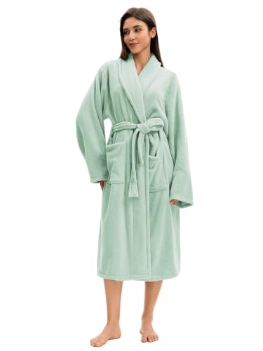 Image of Soft Robe For Women,Warm Plush Bath Robes Female,Spa Towel After Shower Lightweight Long Bathrobe