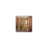 Gokeey Gold Cuff Bracelets for Women Waterproof, 14K Gold Plated Chunky Beaded Bracelet for Women, Satckable Forever Love Knot Infinity Paperclip Cuban Twist Bracelets Satck Set Gold Bangles for Women Jewelry Trendy