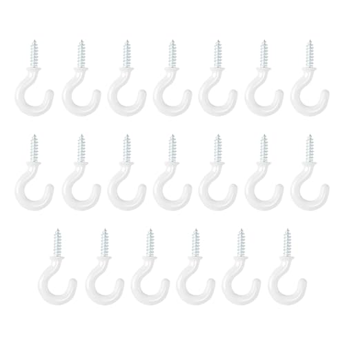 JWJDSAK White Metal Screw-in Cup Hooks 20 Pcs Mini Small Hooks for Hanging Plants Indoor/Outdoor Ceiling Hooks for Wood Home Organization & Decoration