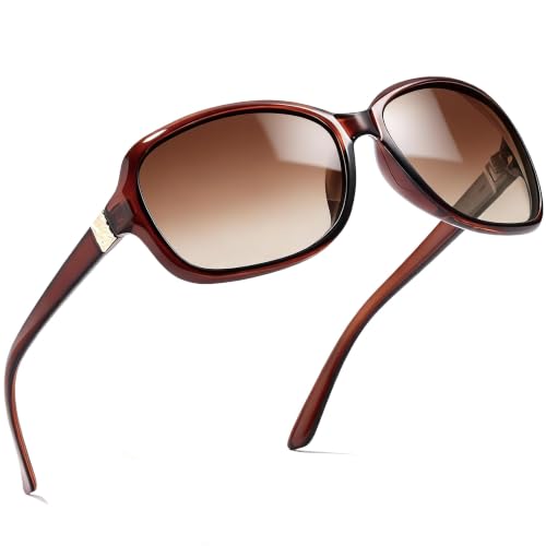 Image of SIPHEW Polarized Sunglasses for Women | UV400 Protection | Vintage Sun Glasses,Wraparound Shade,Lightweight & Comfortable,Big Sunnies eyewear,Driving,Outdoors
