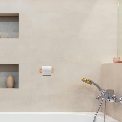 Portarrollos de bambú y toallero creativo para baño minimalista 8