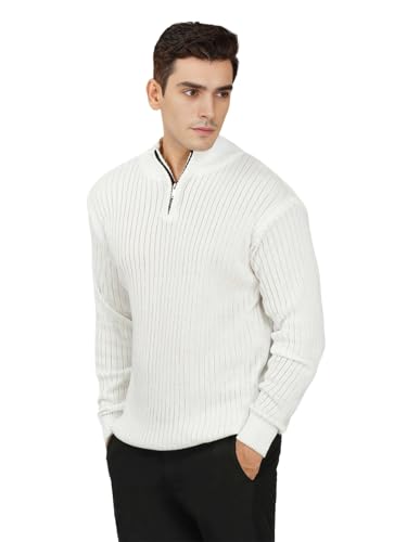 Image of LOQUE Men's Wool Blend Selection Sweater Half Zip High Neck Pullover Warm Casual Winter Wear for Office and Travel