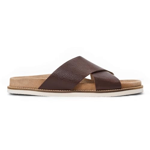 Bruno Magli M Men's Edgar Sandal, Italian Leather Shoes with Slip-On Closure (Dark Brown Pebbled, 8) by Bruno Magli - Image 2