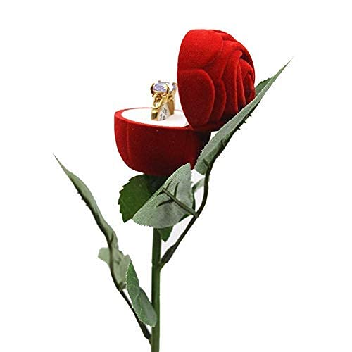 FULLYFULLY Velvet Ring Holder Box for Engagement (Red)