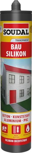 Soudal Bau-Silikon, 300 ml, Betongrau - Einkomponentiger Fugendichtstoff der Premiumklasse für Dehnungsfugen, Bauanschlussfugen und Glas-/Rahmenversiegelungen