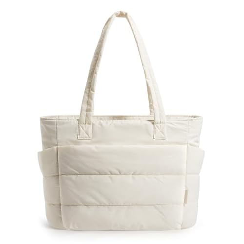 BAGSMART Tote Bag for Women, Lightweight Puffy Tote Bag with Compartments Shoulder Bag Handbag for Travel, Work, Gym