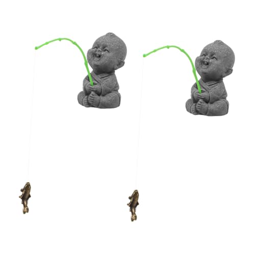 Happyyami 2pièces Figurines Miniatures De Pêcheur Décorations Zen pour Aquarium Et Jardin Ornements Réalistes pour Et Décor De Bureau