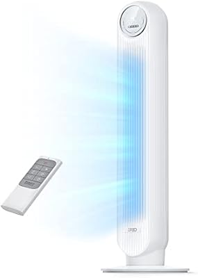 DREO Tower Fan for Bedroom, 25ft/s Velocity Quiet Floor Fan, 90° Oscillating Fans for Indoors with 4 Speeds, 4 Modes, 8H Timer, Standing Fans, Bladeless Fan, White (DR-HTF007)