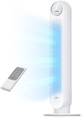DREO Tower Fan for Bedroom, 25ft/s Velocity Quiet Floor Fan, 90° Oscillating Fans for Indoors with 4 Speeds, 4 Modes, 8H Timer, Standing Fans, Bladeless Fan, White (DR-HTF007)