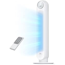 1 of DREO Tower Fan for Bedroom, 2026 Upgraded DC Motor, 28ft/s High Velocity, 20dB Ultra Quiet Standing Fan, 8 Speeds 4 Modes, 90° Oscillating Bladeless Fan for Indoors, Floor Fans with Remote, White