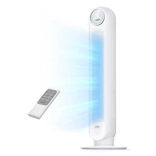 Dreo Tower Fan for Bedroom, 25ft/s Velocity Quiet Floor Fan, 90° Oscillating Fans for Indoors with 4 Speeds, 4 Modes, 8H Timer, Standing Fans, Bladeless Fan, White, Nomad One (DR-HTF007)