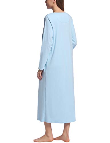 Joyaria Double Brushed 100% Cotton Flannel Nightgown Women Long Sleeve Thick Warm Night Gown Sleepwear Winter Spring S-XXL4