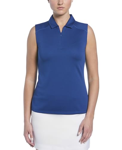 Image of PGA Tour Women's Airflux Sleeveless Quarter Zip Golf Polo Shirt Moisture-Wicking Fabric