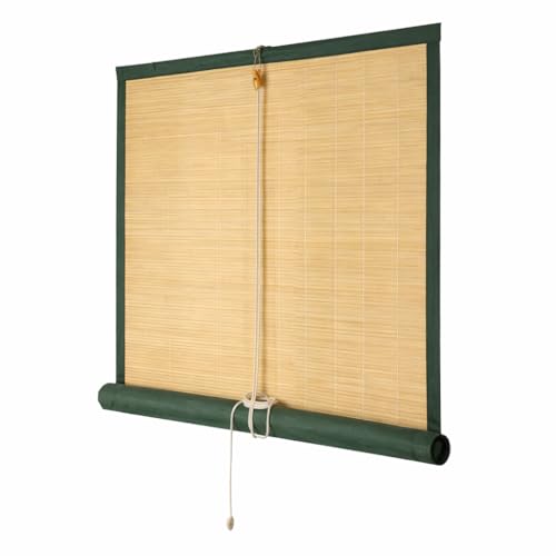 Image of Water Proof Bamboo Curtains for Balcony Roller Rollup Blinds Bamboo Chick Curtain, Rain, Sunlight Solution, Cold Air Protection, Window,Door (Color-Military Green,4ft x 8ft (W x H)