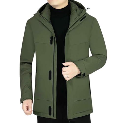 Manteau d'hiver pour homme à capuche épaisse veste fine contre le vent du matin