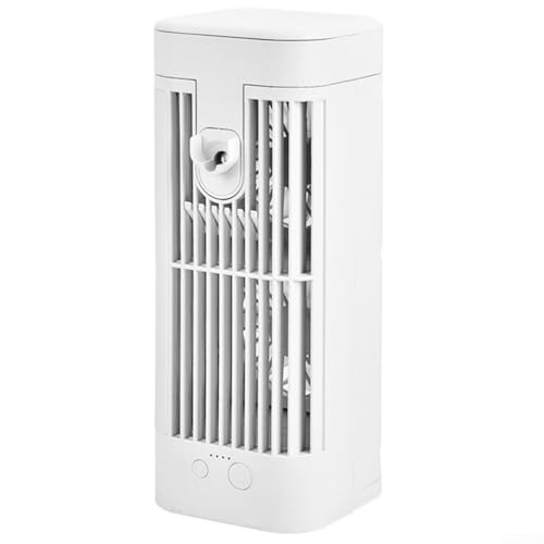 Enfriador de aire y ventilador de escritorio USB con humidificador atomizador y luz nocturna, diseño silencioso para refrigeración personal en el trabajo, hogar, senderismo, camping y viajes