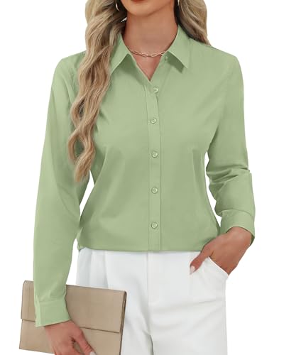 Image of J.VER Button Down Shirts for Women Stretch Collared Long Sleeve Dress Shirt | Business Casual, for Work Office, Meetings, Dinner, Dates, Travel, Leisure, Elegant, Workout, Social Gathering, Commute
