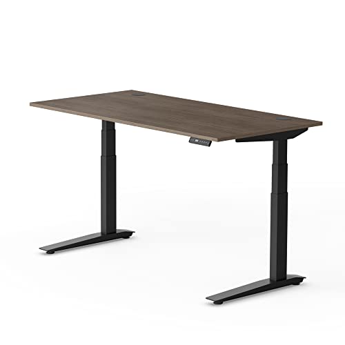 Image of Fully Jarvis Standing Desk 48 inch x 27 inch Gray Veneer Top - Electric Adjustable Desk Height from 25.5 inch to 51 inch with Memory Preset Controller (Rectangle, Black Frame)