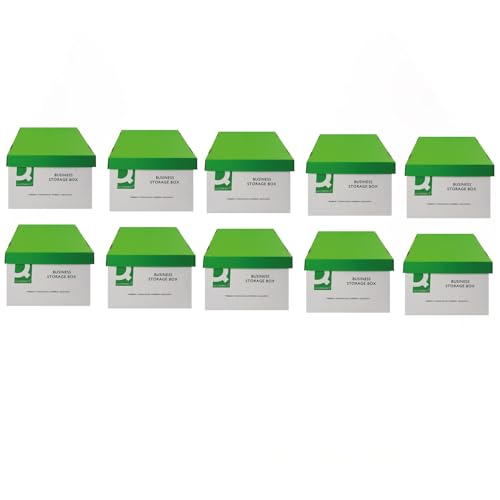 Q-Connect Business Storage Box 335x400x250mm Green and White (Pack of 10)
