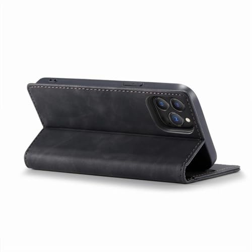Étui portefeuille en cuir pour iPhone 14 Pro Max housse de sac antichoc marron