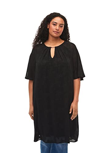 Zizzi Damen Große Größen Kleid Struktur Kurze Ärmel Gr 46-48 Black