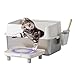 Stainless Steel Cat Litter Box with Lid, Extra Large Litter Pan with High Sides for Big Cats, Kitty Litter Box with Pedal Filter and Scoop, No Odor, Non-Sticky, Anti-Leakage, Easy Cleaning, White