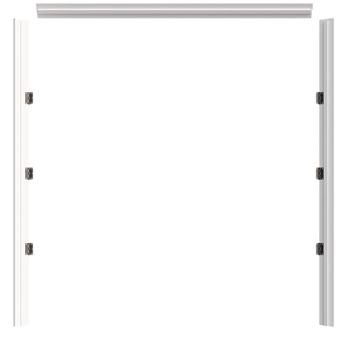 Ready-to-Assemble Prehung French Door Jamb Frame kit, Primed Composite Door Frame Kit with Pre-Screwed Black Hinges & Door Seals & Levers & Latchs, Pine Wood, Adjustable Size, 1.06