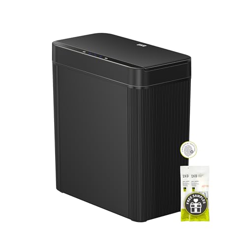 Image of EKO Brio 10L /2.6 Gallon Motion Sensor Trash Can, Automatic Touchless Bathroom Garbage Bin, Waterproof Smart Trash Can for Kitchen, Bedroom, and Office, Black