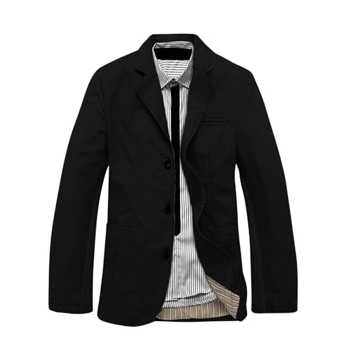 Xiaojmake Mens Casual 3-Buttons Stripe Lined Cotton Twill Suit Blazer Jacket Slim Fit Lightweight Formal Business Sport Coat3