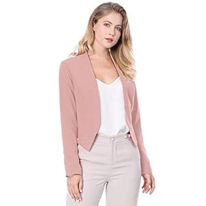 Allegra K Open asymmetrische crop blazer voor dames met lange mouwen