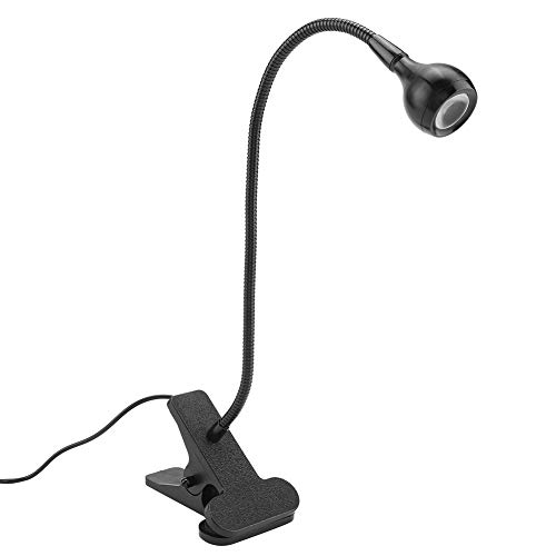 Lámpara de Mesa LED USB Portátil con Clip de Cuello de Cisne Flexible y Alto Brillo para Estudio de Oficina en Casa Aluminio Plata Blanco 3W (luz blanca)
