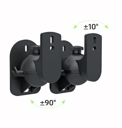 Image of Techly Adjustable Speaker Wall Mount Bracket Stand, Holds Up to 3.5 kg, Surround Sound Speaker Holder with 180 Degree Movement, Black - 1 Pair (2 Pieces)