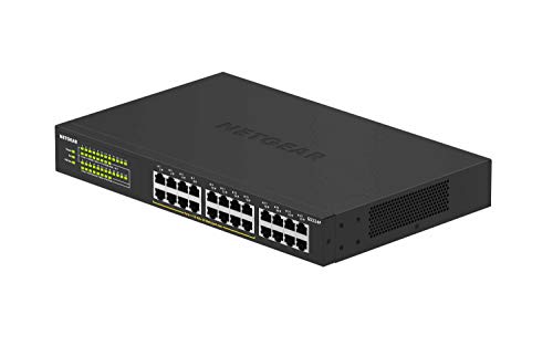 NETGEAR-Switch-PoE-de-24-Puertos-GS324P-Switch-Ethernet-Unmanaged-con-16-x-PoE-a-190-W-montaje-sobremesapared