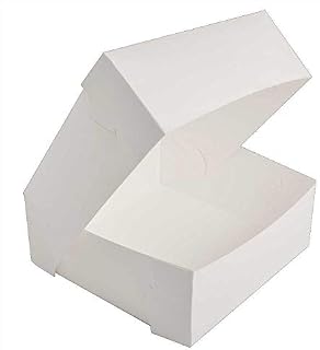 Plain White Folding Cake Box Various Size Pack of 25 Ideal for Confectionery (9"x9"x4")