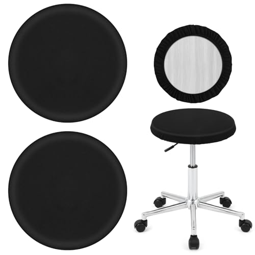 Classicseali 2 Pcs Round Stool Cover,Black High Elastic Bar Stool Covers Round, Soft Washable Bar Stools Cover for 11-15 Inch Bars Stools for Home Bars Hotel Market
