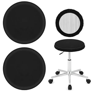 2 Pcs Bar Stool Covers Round,Black High Elastic Round Stool Cover, Soft Washable Bar Stools Cover for 11-15 Inch Bars Stools for Home Bars Hotel Market