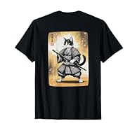 Striking back print featuring a vintage-style Samurai Cat in full battle armor. A bold and unique statement tee. T-shirt with a cool, eye-catching design. Perfect for cat lovers and fans of Japanese art and samurai culture. Lightweight, Classic fit, ...