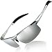 DUCO Mens Sports Polarized Sunglasses UV Protection Sunglasses for Men 8177s(Silver Frame Mirror Lens)