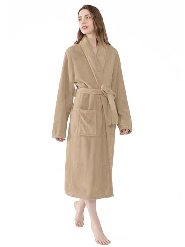 Image of Soft Robe For Women,Warm Plush Bath Robes Female,Spa Towel After Shower Lightweight Long Bathrobe