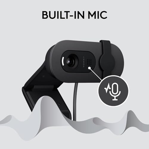 Image of L0GITECH Brio 100 Full HD 1080p Webcam with Built-in Mic, Auto Light Balance, Privacy Shutter, USB Plug & Play Web Camera for PC /Laptop, Compatible with Zoom, Teams & Google Meet, Graphite