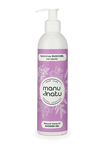 Natürliches feuchtigkeitsspendendes Duschgel mit Hanföl aus Hanfsamen Olivenöl verhindert das Austrocknen der Haut - duftet nach Bergamotte Lavendel und Rosmarin by MANU NATU Cover