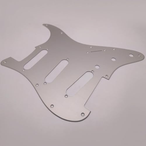 エレキギターのピックガード 11穴エレキギターピックガード SSS ギターピックガード アルミニウム シングルコイル St1 交換部品(Silver)