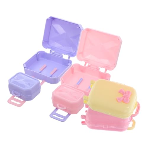 Beaupretty 4個 ドールストレージボックス スーツケース ミニハウスアクセサリー のためのおもちゃ箱 ミニチュアドールハウスアクセサリー