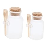 Healeved 2セット浴盐用コンパクトパウダーボトル 軽量密封設計 持ち運び便利 携帯用フェイシャルマスクパウダー容器 バスソルト収納に適した再利用可能容器