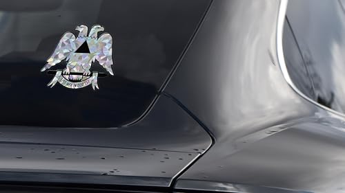 Image of Elektroplate Scottish Rite Masonic Silver Reflective Car Decal 3.0 inch | Premium Weatherproof Automotive Grade Metallic Double-Headed Eagle Sticker for Water Bottle, Laptop & More; Made in the USA