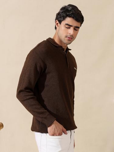 Image of Kvetoo Men's Wool Polo Collar Neck Winter Sweater Full Sleeve Solid Pullover for Casual Office Wear