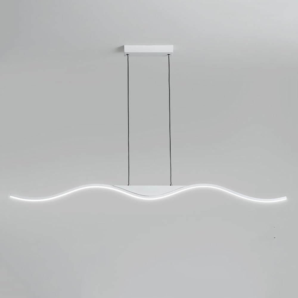 CSXSXAUO LED Wave Pendant Light White Linear Chandelier Ceiling Lighting Fixture Modern Hanging Chandeliers Line Suspended Lamps for Kitchen Island, Dining Room, Living Room Star of
